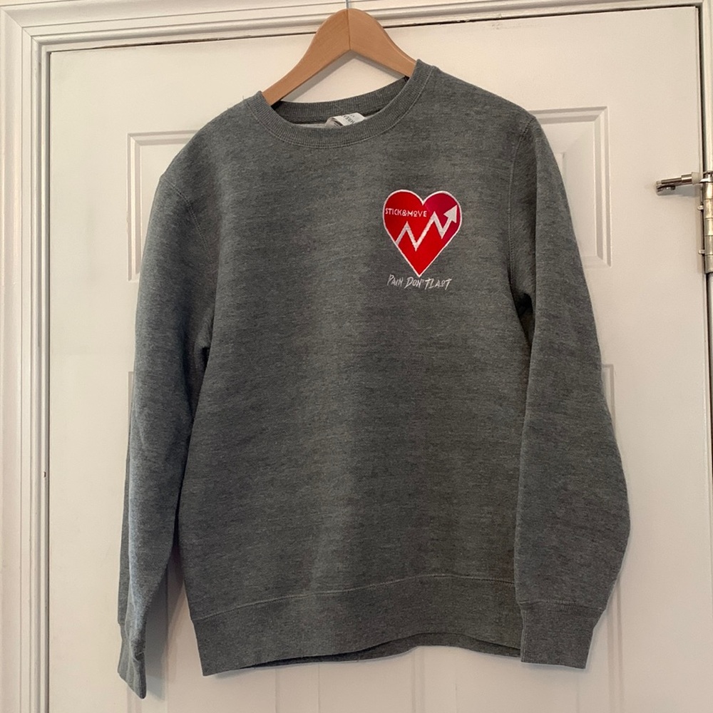Threadfast dark gray sweatshirt with stitched on patch.